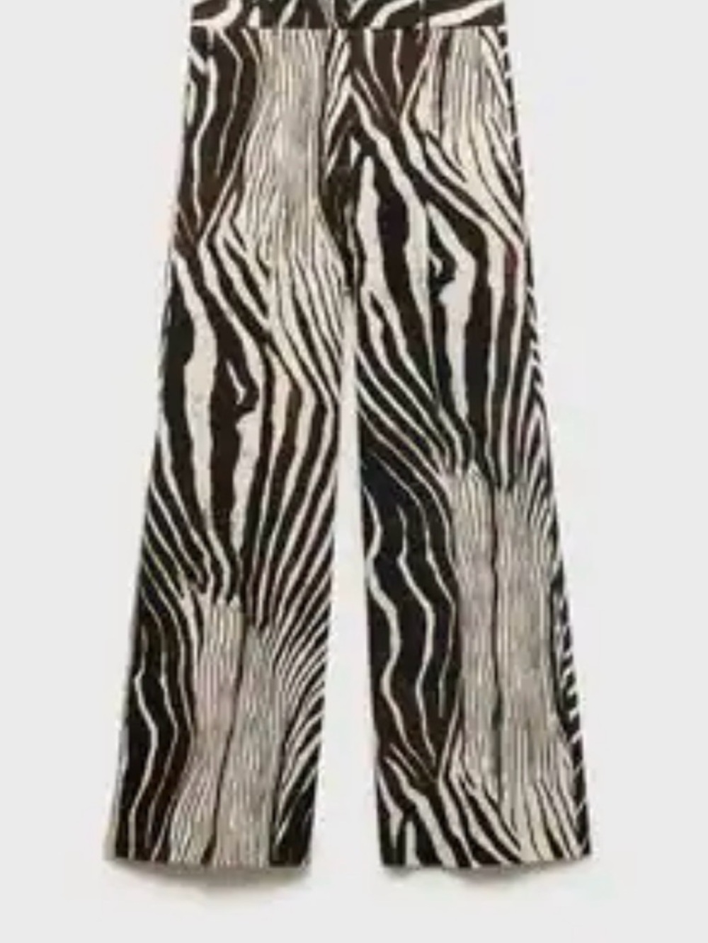 Mango Black & White Zebra-Print Wide Leg Pants